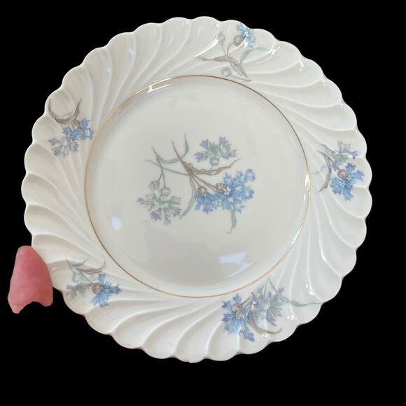 Haviland Limoges Bergere Bread & Butter Plates Lot of 5 White Blue Floral Swirl - Picture 4 of 16